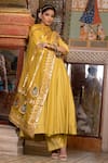 Gulabo Jaipur_Yellow Chanderi Embroidered Sequin Scoop Shri Flared Anarkali Set With Dupatta _at_Aza_Fashions