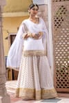 Buy_Gulabo Jaipur_White Georgette Embroidered Resham V Neck Srishti Short Kurta Sharara Set _at_Aza_Fashions