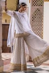 Shop_Gulabo Jaipur_White Georgette Embroidered Resham V Neck Srishti Short Kurta Sharara Set _at_Aza_Fashions