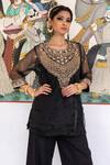 Gulabo Jaipur Black Organza, Muslin Sequins, Beads Zifa Zardozi Embroidered Kurta Pant Set Online at Aza Fashions Gulabo Jaipur_Black Organza, Muslin Sequins, Beads Zifa Zardozi Embroidered Kurta Pant Set _Online_at_Aza_Fashions