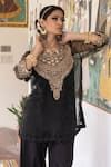 Gulabo Jaipur Black Organza, Muslin Sequins, Beads Zifa Zardozi Embroidered Kurta Pant Set at Aza Fashions Gulabo Jaipur_Black Organza, Muslin Sequins, Beads Zifa Zardozi Embroidered Kurta Pant Set _at_Aza_Fashions