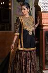 Buy_Gulabo Jaipur_Black Organza Sequins, Zari, Gota Aasman Yoke Embroidered Kurta Sharara Set _Online_at_Aza_Fashions