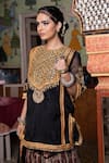 Shop_Gulabo Jaipur_Black Organza Sequins, Zari, Gota Aasman Yoke Embroidered Kurta Sharara Set _Online_at_Aza_Fashions