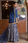 Shop_Gulabo Jaipur_Blue Organza Gota Patti, Sequins, Aasman Yoke Embroidered Kurta Sharara Set _at_Aza_Fashions