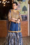 Buy_Gulabo Jaipur_Blue Organza Gota Patti, Sequins, Aasman Yoke Embroidered Kurta Sharara Set _Online_at_Aza_Fashions
