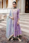 Buy_Gulabo Jaipur_Purple Chanderi Sequins, Zari, Gota Patti Split Afri Embroidered Anarkali Set _at_Aza_Fashions