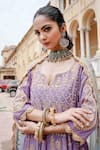 Shop_Gulabo Jaipur_Purple Chanderi Sequins, Zari, Gota Patti Split Afri Embroidered Anarkali Set _Online_at_Aza_Fashions