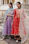 Gulabo Jaipur_Purple Chanderi Sequins, Zari, Gota Patti Split Afri Embroidered Anarkali Set _at_Aza_Fashions