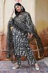 Buy_Gulabo Jaipur_Black Cotton, Chiffon Embroidery, Sequins Asal Abaya Hand Block Print Kurta Set _at_Aza_Fashions