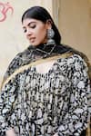 Gulabo Jaipur_Black Cotton, Chiffon Embroidery, Sequins Asal Abaya Hand Block Print Kurta Set _at_Aza_Fashions