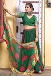 Shop_Gulabo Jaipur_Green Chiffon Gota Patti V-neck Chanchal Bandhani Print Skirt Set _at_Aza_Fashions