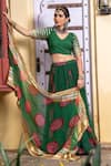 Gulabo Jaipur_Green Chiffon Gota Patti V-neck Chanchal Bandhani Print Skirt Set _Online_at_Aza_Fashions