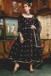 Gulabo Jaipur_Black Muslin Embroidery, Gota Patti Square Neck Chandni Anarkali Set _Online_at_Aza_Fashions