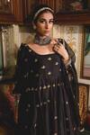 Gulabo Jaipur_Black Muslin Embroidery, Gota Patti Square Neck Chandni Anarkali Set _at_Aza_Fashions
