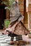 Shop_Gulabo Jaipur_Black Cotton Embroidery, Farah Hand Block Printed Anarkali Set With Jacket _at_Aza_Fashions