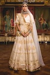 Buy_Gulabo Jaipur_White Muslin Gota Patti, Pearls, Gulnoor Mughal Embroidered Bridal Lehenga Set _at_Aza_Fashions