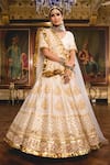 Shop_Gulabo Jaipur_White Muslin Gota Patti, Pearls, Gulnoor Mughal Embroidered Bridal Lehenga Set _Online_at_Aza_Fashions