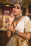 Gulabo Jaipur_White Muslin Gota Patti, Pearls, Gulnoor Mughal Embroidered Bridal Lehenga Set _at_Aza_Fashions