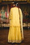 Gulabo Jaipur_Yellow Chanderi Embroidery, Gota Patti, Zari Split Imama Kurta Sharara Set _at_Aza_Fashions