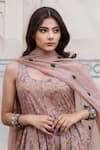 Gulabo Jaipur_Pink Lurex Printed Blossom Round Noorani Anarkali Set _at_Aza_Fashions