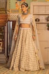 Gulabo Jaipur_White Cotton Sequins, Zari, Embroidery Parveen Floral Print And Lehenga Set _at_Aza_Fashions
