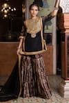 Gulabo Jaipur_Black Organza Sequins, Zari, Gota Aasman Yoke Embroidered Kurta Sharara Set _at_Aza_Fashions