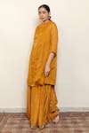 Nirjara_Yellow Chanderi, Cotton, Silk Embroidery, Zareen Floral Kurta With Gharara _Online_at_Aza_Fashions