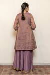 Shop_Nirjara_Purple Chanderi, Cotton, Silk Zareen Floral Thread Kurta With Gharara _at_Aza_Fashions
