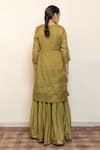 Buy_Nirjara_Green Chanderi, Cotton, Silk Embroidery, Sequins Half Moon Kurta With Gharara _Online_at_Aza_Fashions