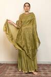 Shop_Nirjara_Green Chanderi, Cotton, Silk Embroidery, Sequins Half Moon Kurta With Gharara 