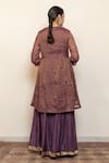 Shop_Nirjara_Purple Chanderi, Cotton, Silk Embroidery, Tissue Chaand Kurta With Gharara _at_Aza_Fashions