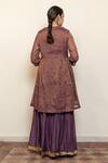 Shop_Nirjara_Purple Chanderi, Cotton, Silk Embroidery, Tissue Chaand Kurta With Gharara _Online_at_Aza_Fashions
