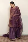 Buy_Nirjara_Purple Chanderi, Cotton, Silk, Organza Zareen Half Moon Kurta Gharara Set 