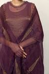 Shop_Nirjara_Purple Chanderi, Cotton, Silk, Organza Zareen Half Moon Kurta Gharara Set 