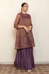 Nirjara_Purple , Cotton, , Zareen Kurta Set With Dupatta _Online_at_Aza_Fashions