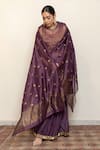 Nirjara_Purple , Cotton, , Zareen Kurta Set With Dupatta _at_Aza_Fashions