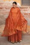 Nirjara_Orange , Cotton, Cotton, Kurta Set With Dupatta _Online_at_Aza_Fashions