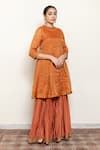 Buy_Nirjara_Orange , Cotton, Cotton, Kurta Set With Dupatta _Online_at_Aza_Fashions