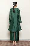 Nirjara_Emerald Green Chanderi Silk, Cotton Embroidery, Roohi Blossom Kurta With Pant _at_Aza_Fashions