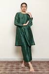 Buy_Nirjara_Emerald Green Chanderi Silk, Cotton Embroidery, Roohi Blossom Kurta With Pant 