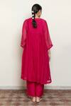 Buy_Nirjara_Pink Cotton, Chanderi Embroidery Boat Neck Farah Yoke Kurta And Pant Set 