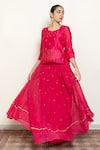 Shop_Nirjara_Pink Kanchadi  Chanderi Silk Hand Heer Resham Blouse And Lehenga Set _at_Aza_Fashions