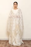 Buy_Nirjara_Ivory Chanderi Silk Heer Floral Motifs Kanchadi Blouse Lehenga Set _Online_at_Aza_Fashions