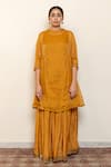 Buy_Nirjara_Yellow Chanderi, Cotton, Silk Embroidery, Zareen Floral Kurta With Gharara _at_Aza_Fashions