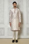 Buy_Aryavir Malhotra_Off White Kurta Cotton Silk Printed Floral Set _Online_at_Aza_Fashions