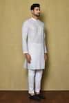 Aryavir Malhotra_White Kurta Cotton Printed Stripe Set _at_Aza_Fashions