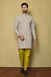 Buy_Aryavir Malhotra_Multi Color Kurta Georgette Chikankari Printed Mughal Set _at_Aza_Fashions