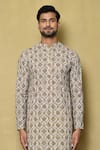 Shop_Aryavir Malhotra_Multi Color Kurta Georgette Chikankari Printed Mughal Set _Online_at_Aza_Fashions