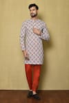 Buy_Aryavir Malhotra_Multi Color Kurta Georgette Chikankari Printed Mughal And Floral Set _at_Aza_Fashions