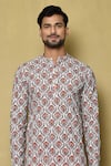 Shop_Aryavir Malhotra_Multi Color Kurta Georgette Chikankari Printed Mughal And Floral Set _Online_at_Aza_Fashions